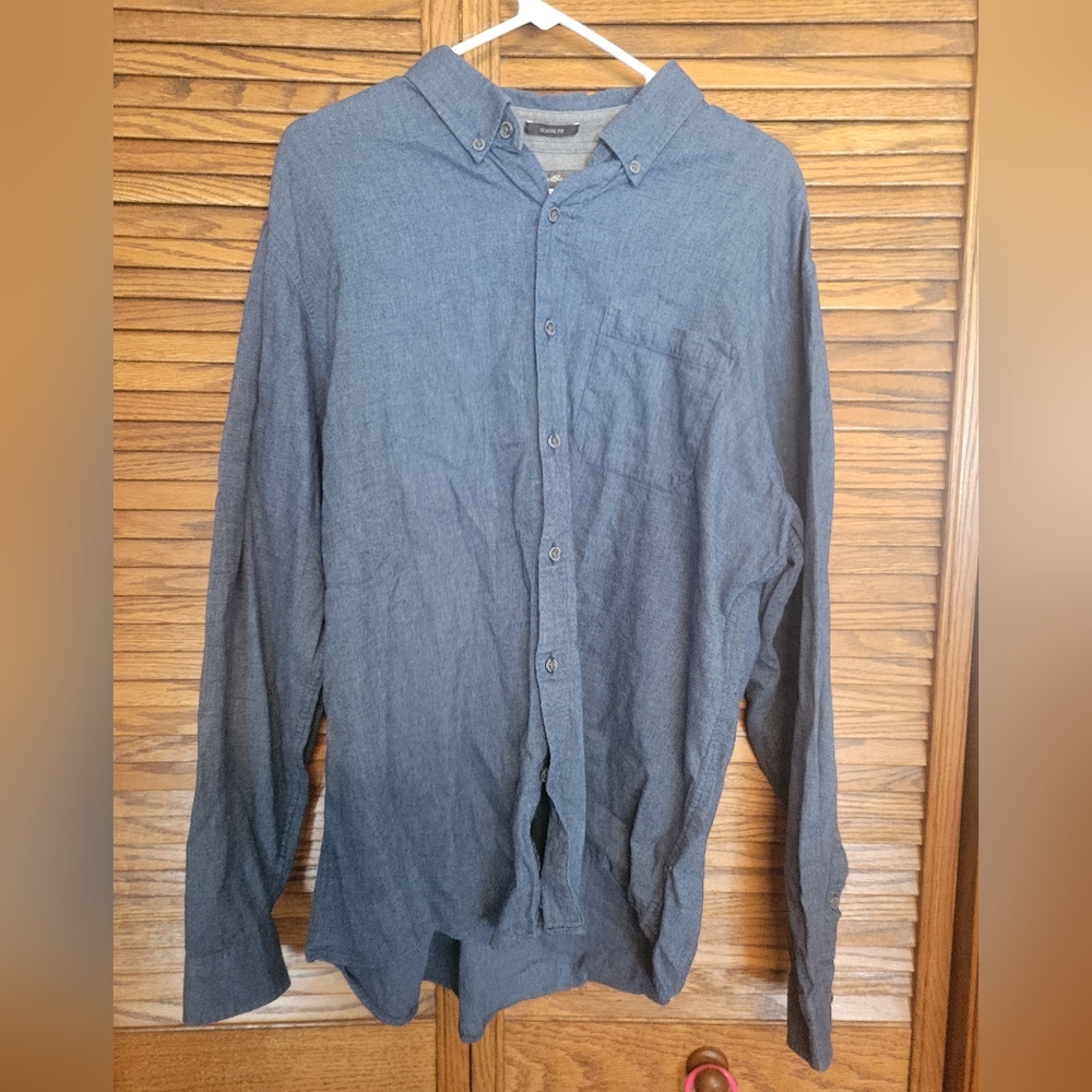 Eddie Bauer Blue Button-Up Shirt‎ Lightweight Flannel Size XL